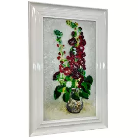 Панно декоративное из стекла "Ваза с мальвами" по мотивам работ Ван Гога